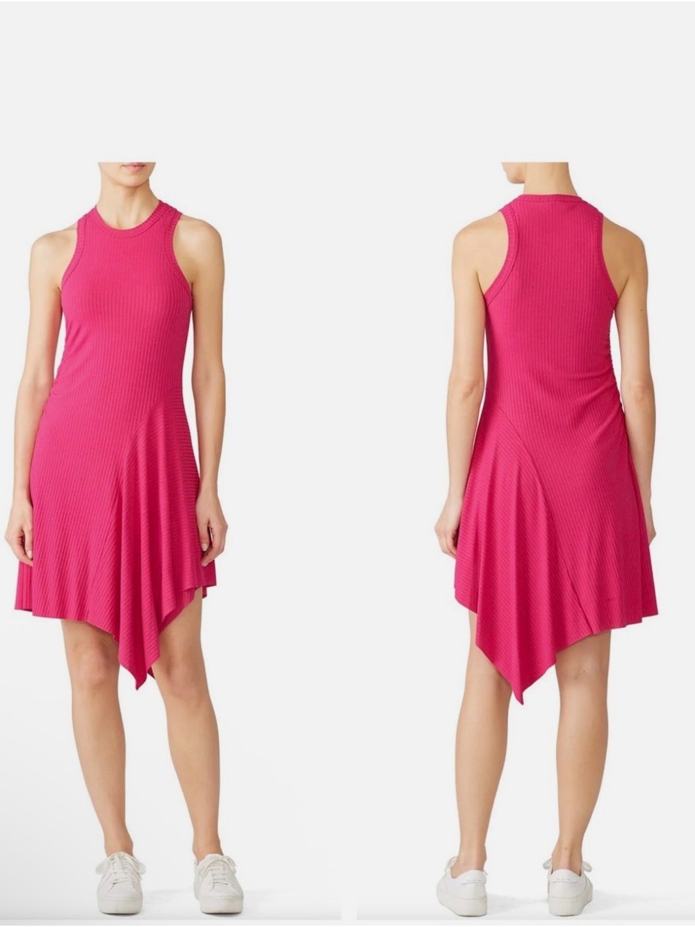 A.L.C. Bea Ribbed Asymmetrical Pink Tank Dress